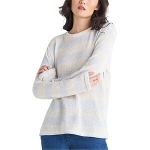 Black Tape Open Stitch Striped Oversized Boxy Crewneck Sweater